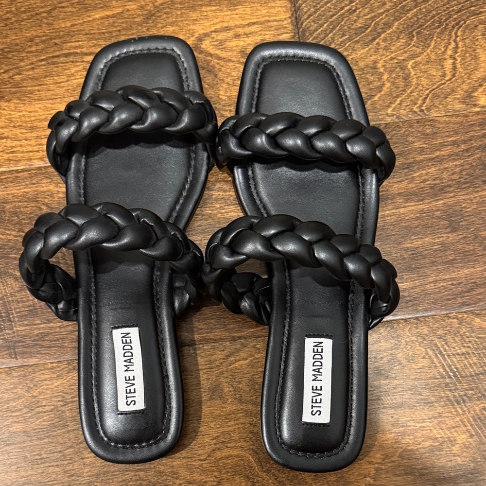 Steve Madden Black Double Braided Sandals